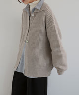 襟付きポロニットカーディガン