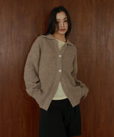 襟付きポロニットカーディガン