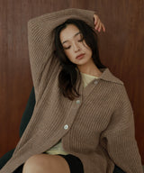 襟付きポロニットカーディガン