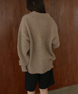 襟付きポロニットカーディガン