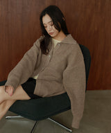 襟付きポロニットカーディガン