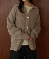 襟付きポロニットカーディガン