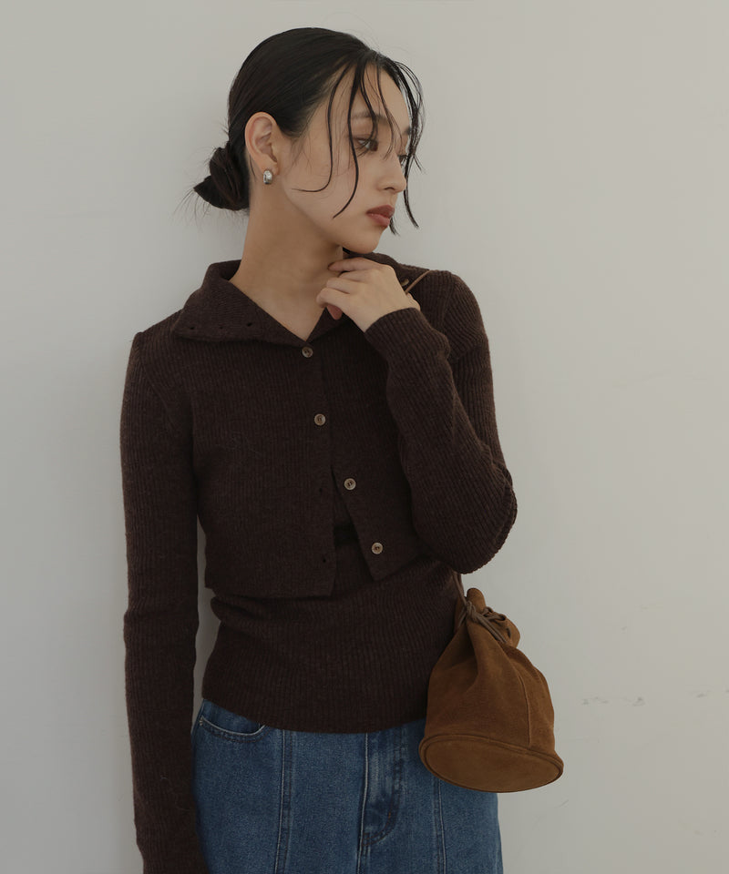 【12月上旬入荷】レイヤード風デザインニットプルオーバー