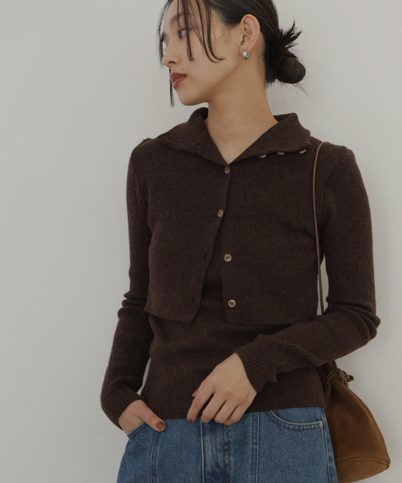 【12月上旬入荷】レイヤード風デザインニットプルオーバー