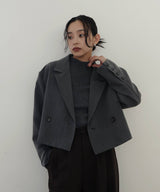 モックネックシェルボタンリブニット