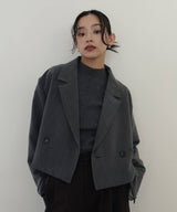 モックネックシェルボタンリブニット