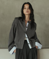 シャツ切り替えカーディガン