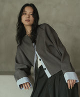 シャツ切り替えカーディガン