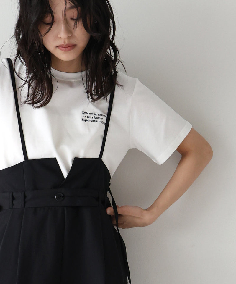 配色刺繍ロゴTシャツ