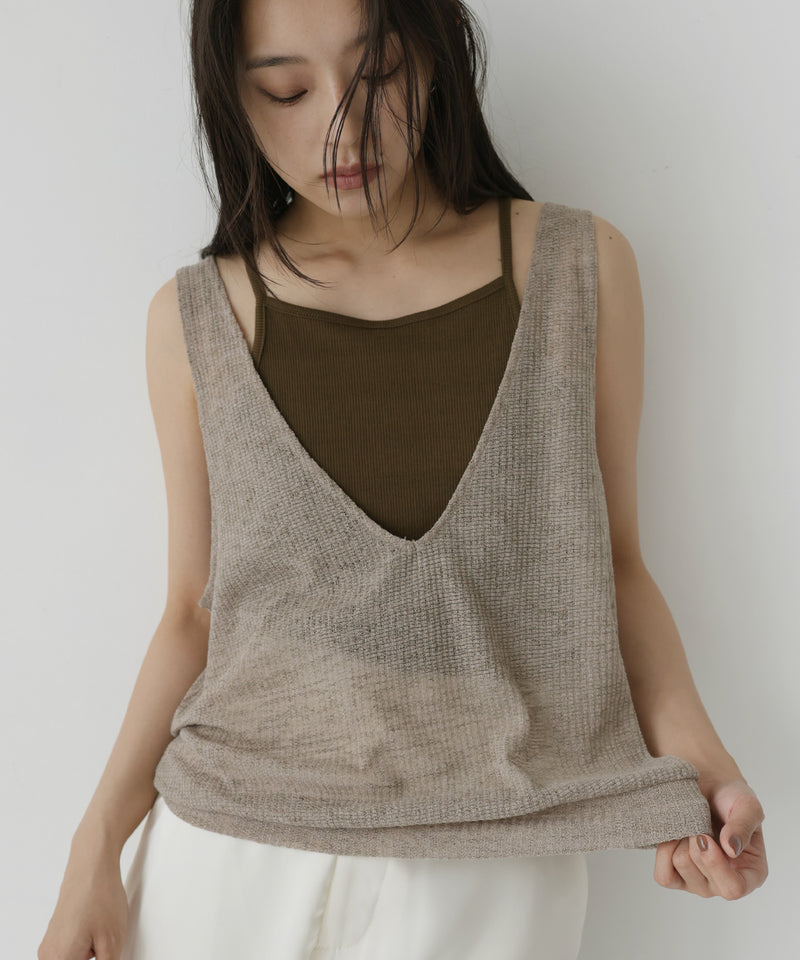 2wayシアーノースリーブ×キャミソールセットトップス – hellam