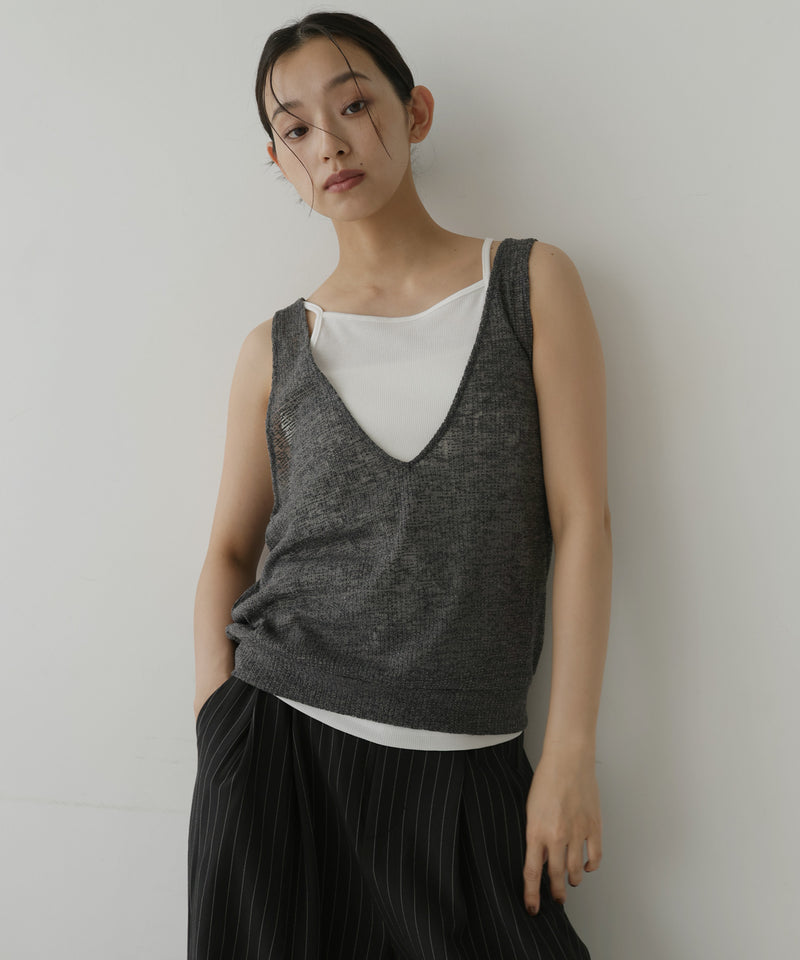 2wayシアーノースリーブ×キャミソールセットトップス – hellam