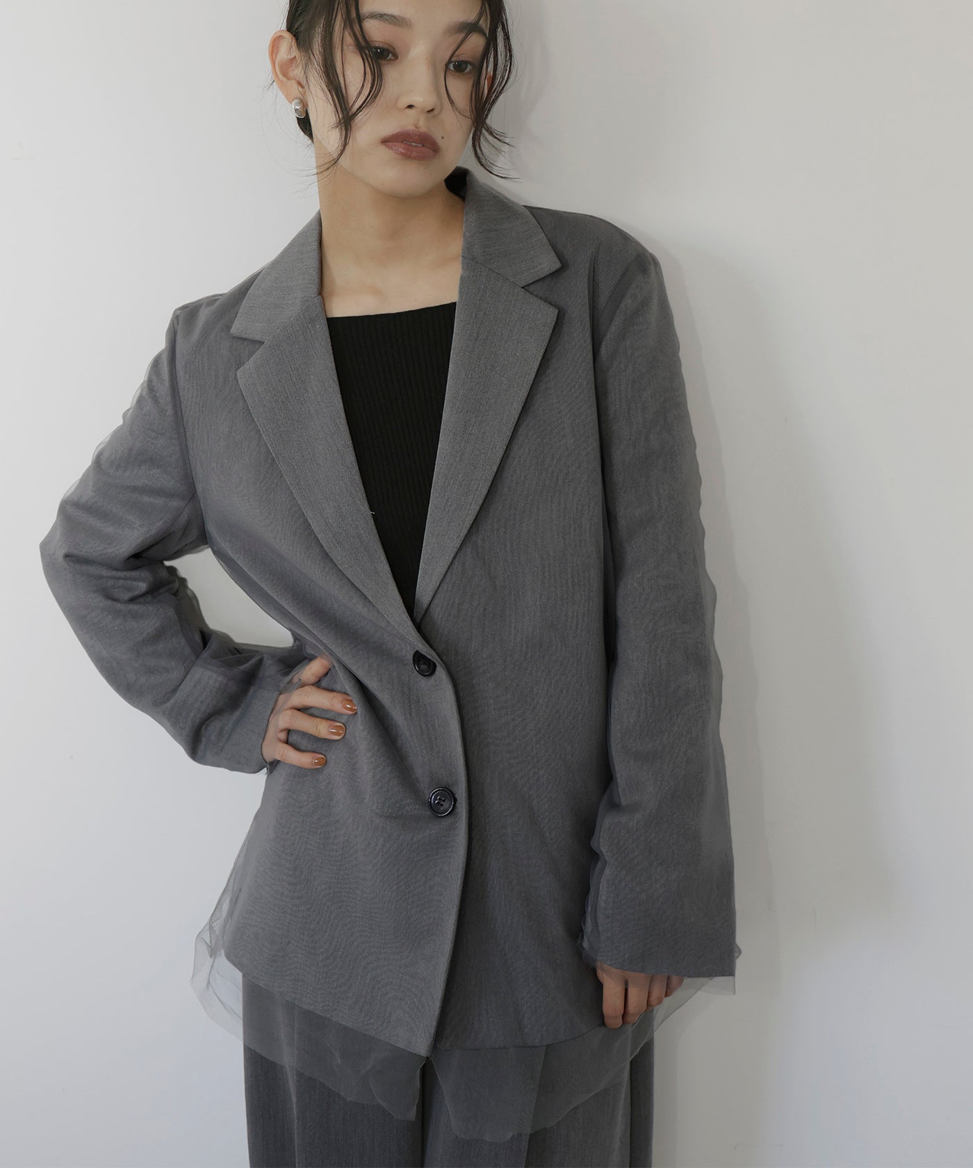 25ss チュールロングジャケット チュールドッキングジャケット – hellam