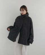 【sakippe×hellam】レザーカラー中綿オーバージャケット