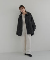 【sakippe×hellam】レザーカラー中綿オーバージャケット