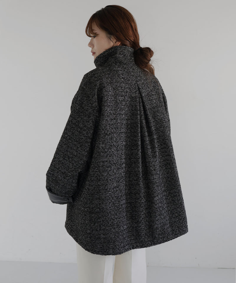 【sakippe×hellam】レザーカラー中綿オーバージャケット