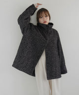 【sakippe×hellam】レザーカラー中綿オーバージャケット