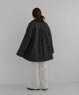 【sakippe×hellam】レザーカラー中綿オーバージャケット