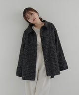 【sakippe×hellam】レザーカラー中綿オーバージャケット