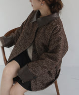 【sakippe×hellam】レザーカラー中綿オーバージャケット