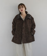 【sakippe×hellam】レザーカラー中綿オーバージャケット