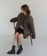 【sakippe×hellam】レザーカラー中綿オーバージャケット