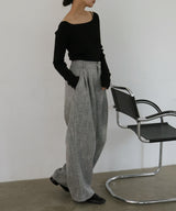 【2月中旬予約商品】サマーツイードワイドタックパンツ