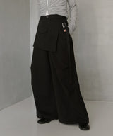 ラップスカート付きタックワイドパンツ