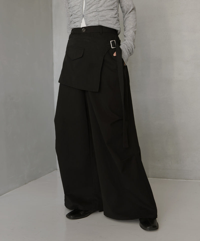 ラップスカート付きタックワイドパンツ – hellam