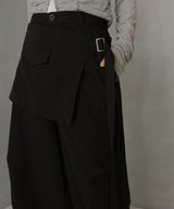 ラップスカート付きタックワイドパンツ