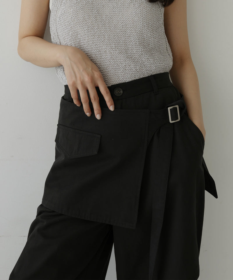 ラップスカート付きタックワイドパンツ – hellam