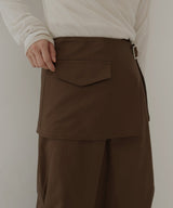 ラップスカート付きタックワイドパンツ