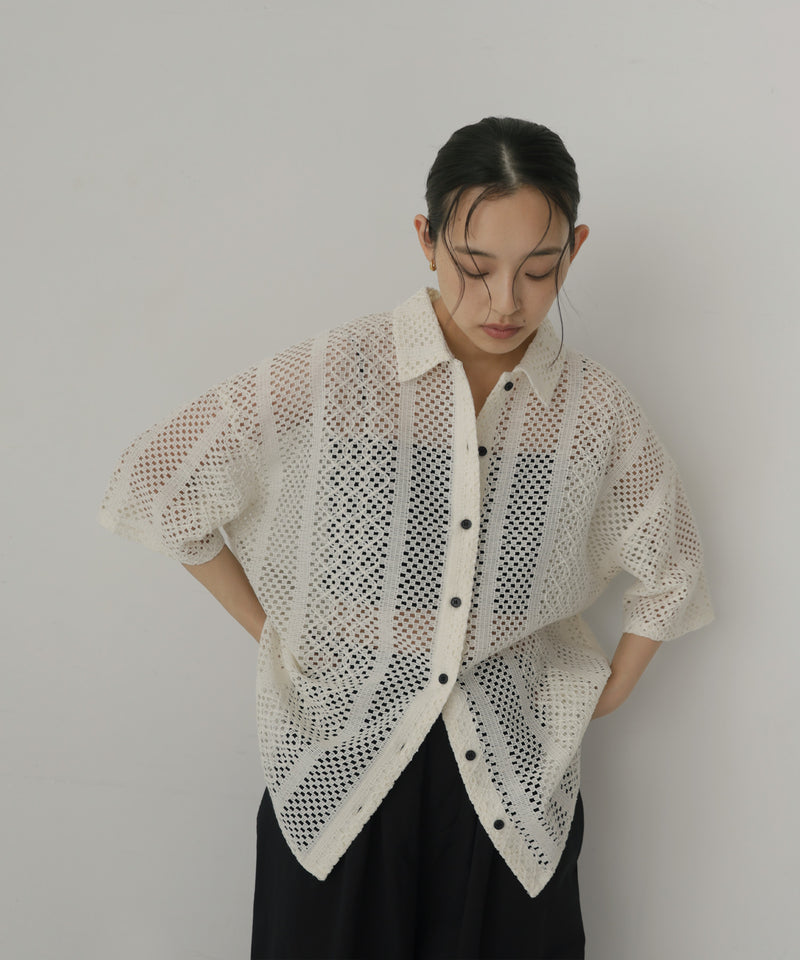 美品 2023AW ポリウールツイル ハーフスリーブ半袖シャツ ショート丈 M 美品 2023AW ポリウールツイル ハーフスリーブ半袖シャツ ショート丈 M