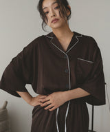 サテン　配色ルームウェア