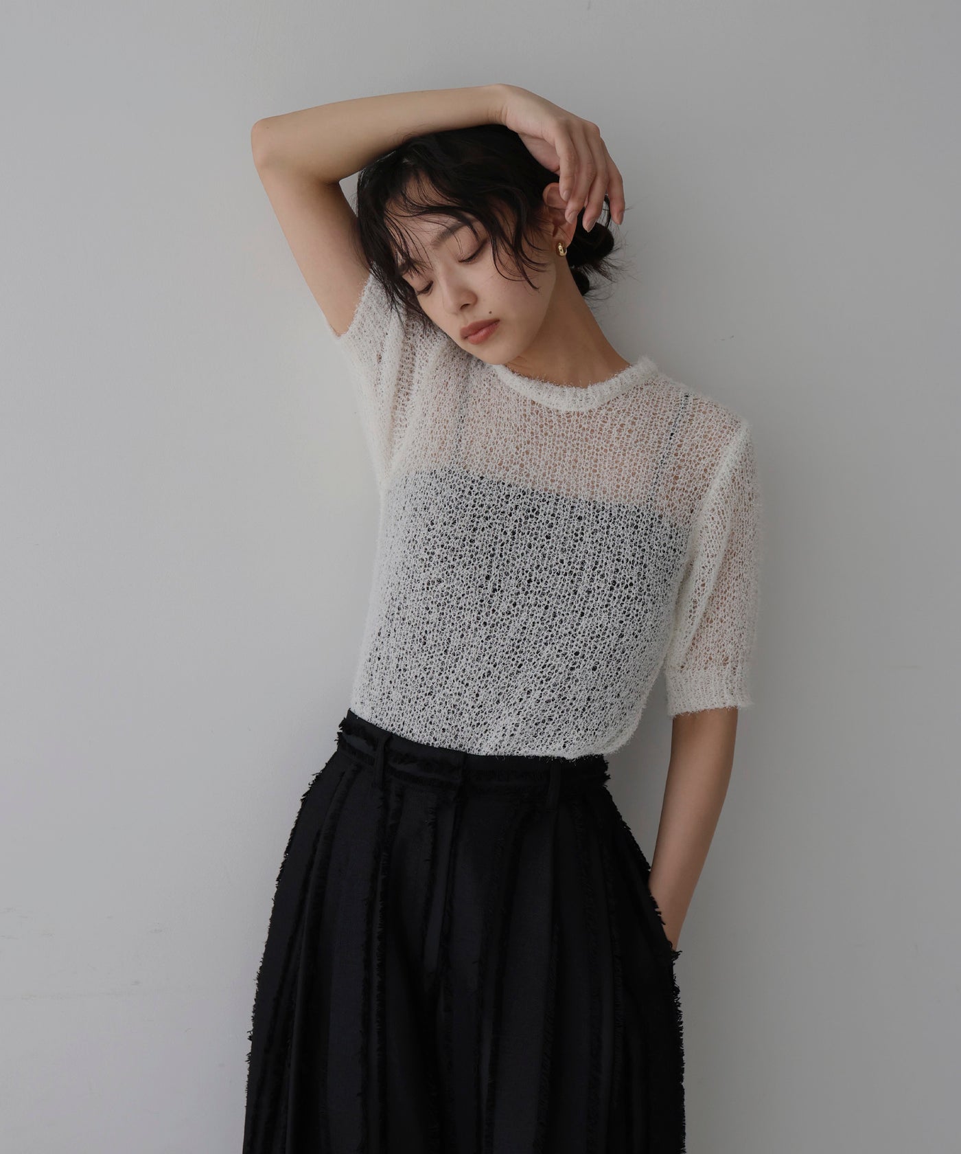 1er Arrondissement　シアーボトルニットプルオーバー　黒 楽天市場】【美品】 1er Arrondissement / プルミエアロンディス