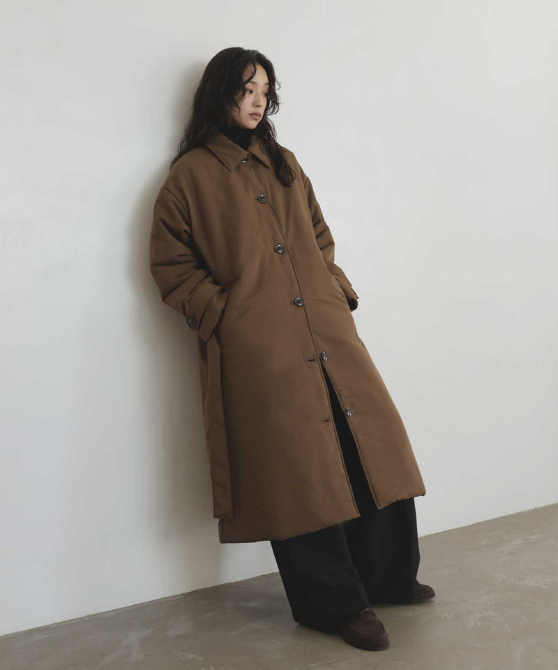 11月上旬予約商品】ベルト付き中綿ステンカラーコート – hellam