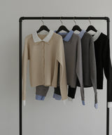 シャツ襟レイヤード風カーディガン