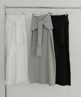 腰巻風カットリブタイトスカート