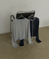 【3月上旬予約商品】リネンライク配色カーディガン