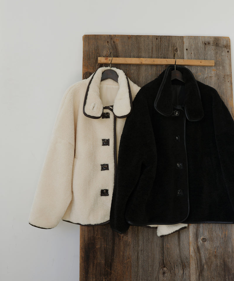 レザーパイピングボアジャケット