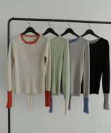 ラメシアーヘンリー配色ニット