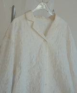 刺繍シアーオープンカラーシャツ