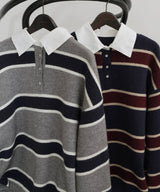 ボーダーラガーニットポロ