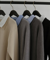 シャツ襟レイヤード風カーディガン