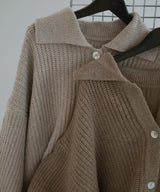 襟付きポロニットカーディガン