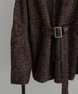 ベルト付きツイードペプラムジャケット