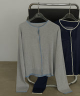 【3月上旬予約商品】リネンライク配色カーディガン