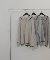 配色ミックスポロニット