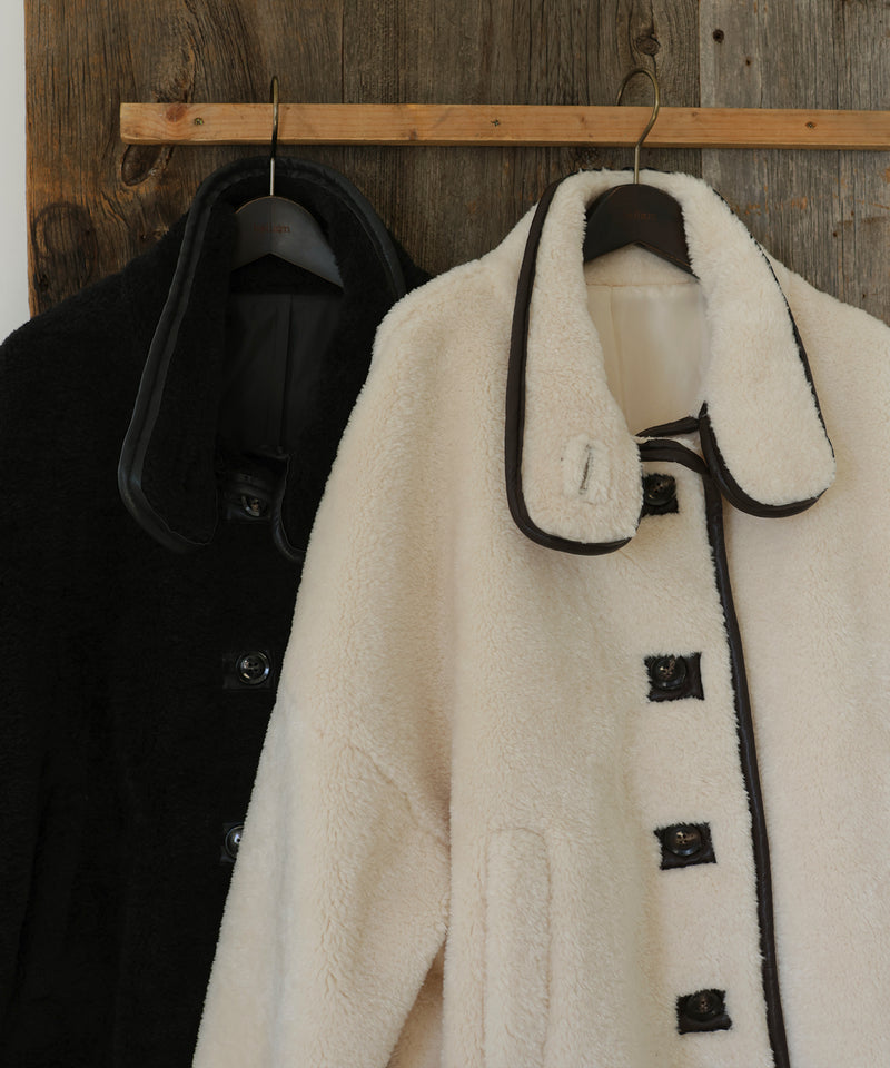 レザーパイピングボアジャケット