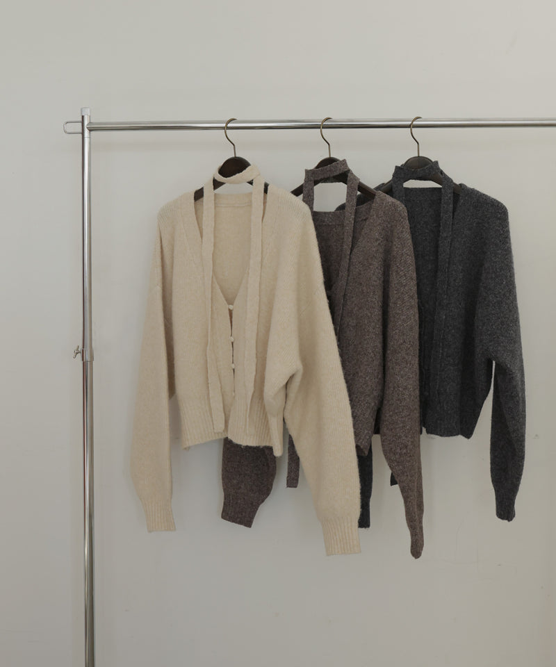 【12月上旬入荷】チョーカー付きニットカーディガン