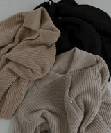 襟付きポロニットカーディガン